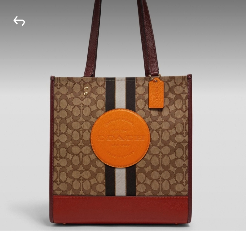 Coach Dempsey Tote with Signature Jacquard and Coach Patch.